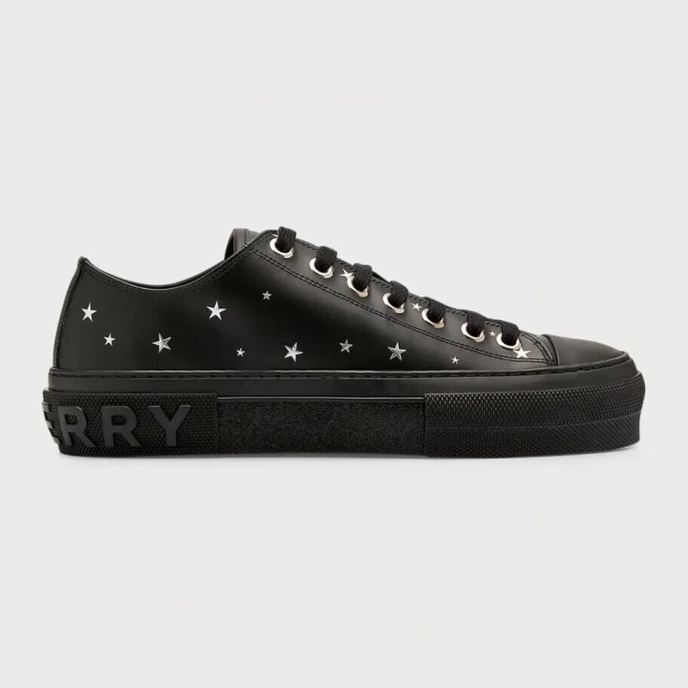 Burberry Jack Star Studded Leather Low-Top Sneakers